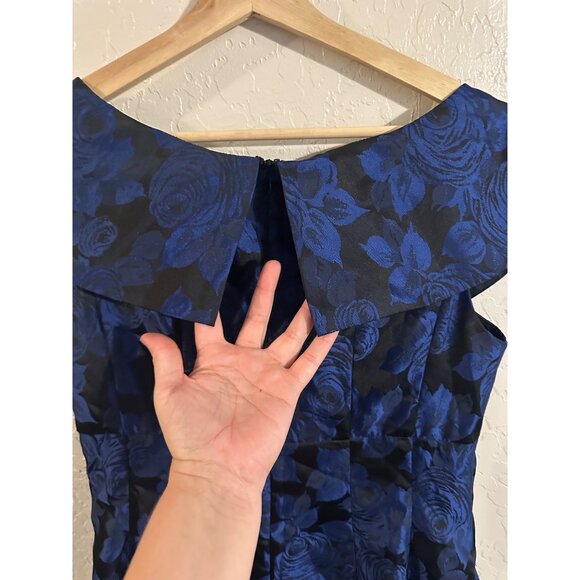 Jessica Howard Blue Floral Jacquard Fit & Flare Cocktail Dress - Picture 11 of 11